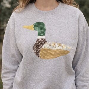 Gray Sweatshirt with Colorful Duck Patch